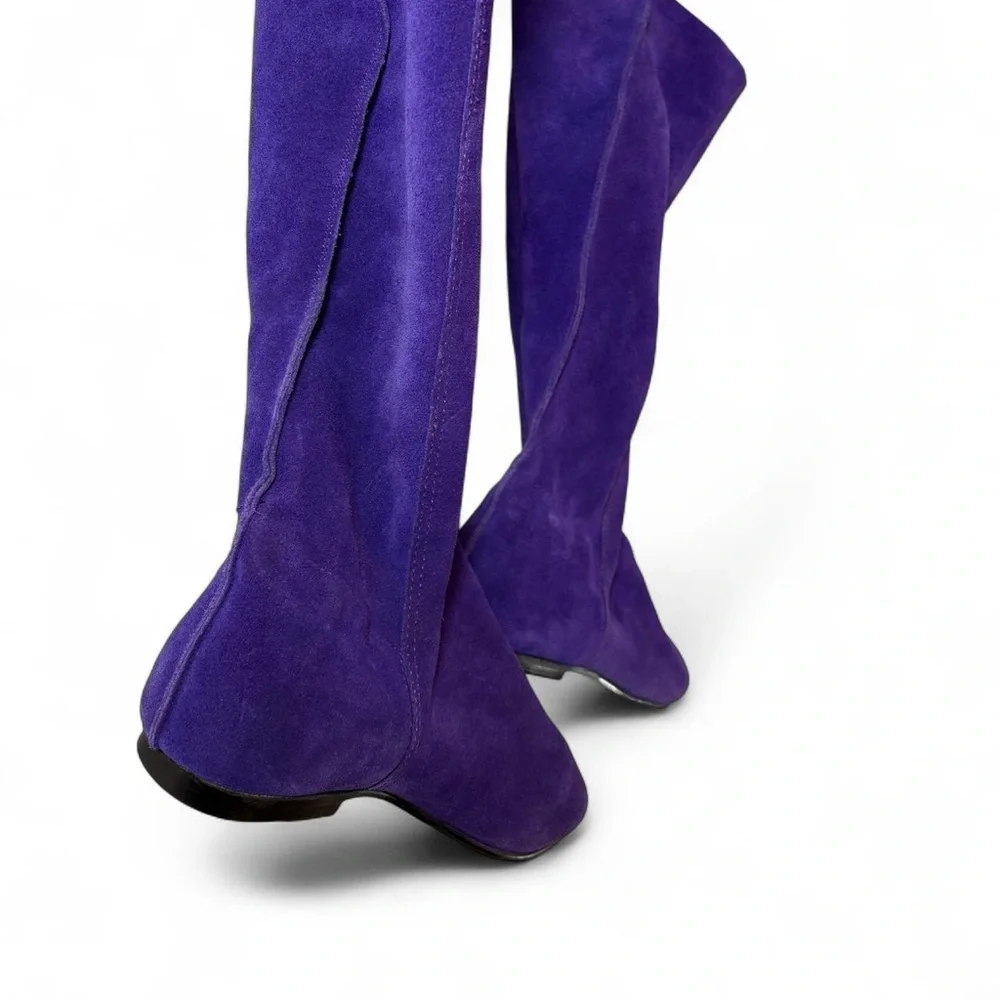 Endicot Johnson vintage vibrant purple suede pull-on knee-high boots - Picture 5 of 15